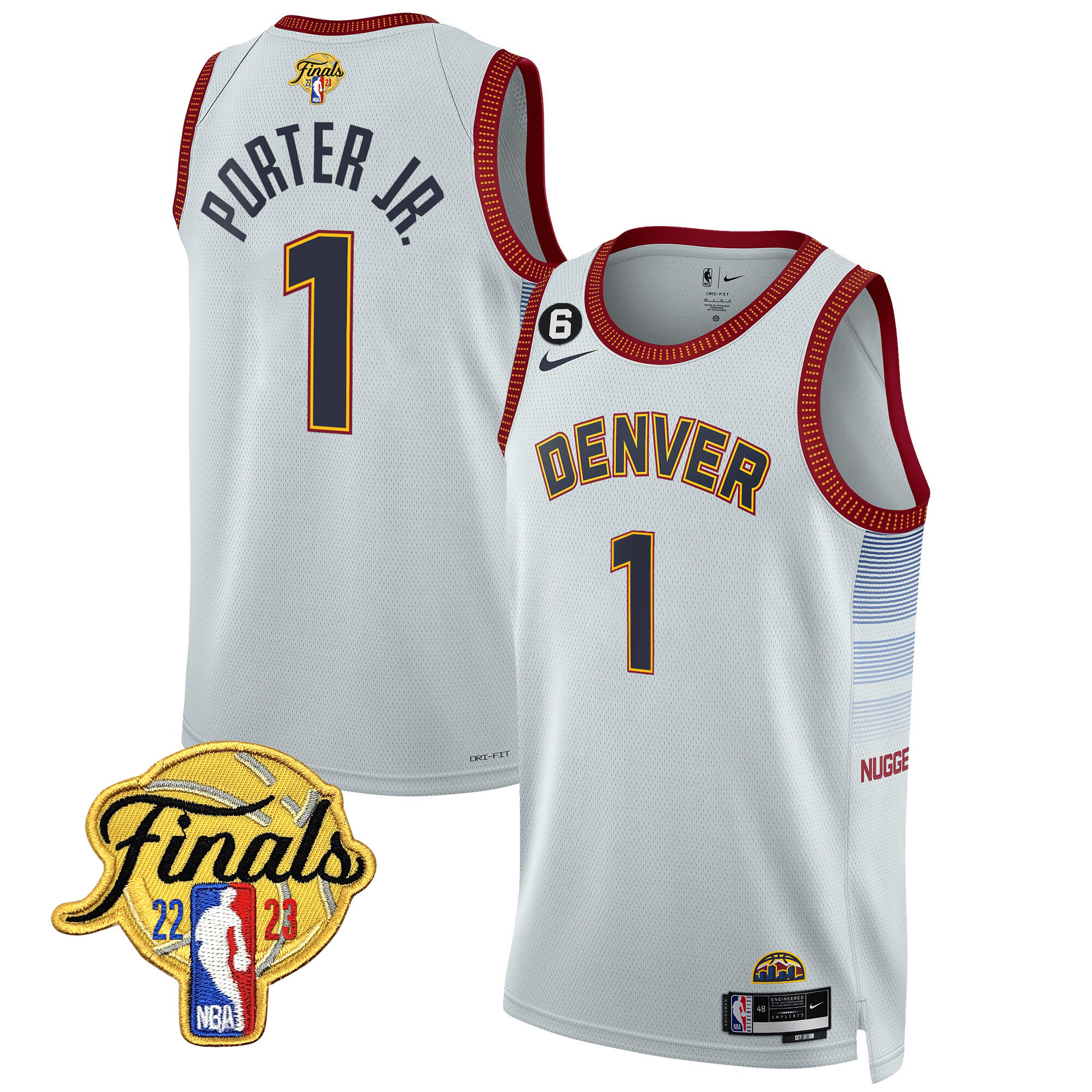 Porter Jr. Men's Denver Nuggets 2023 Finals Patch Gold Trim City Gray Jersey - All Stitched