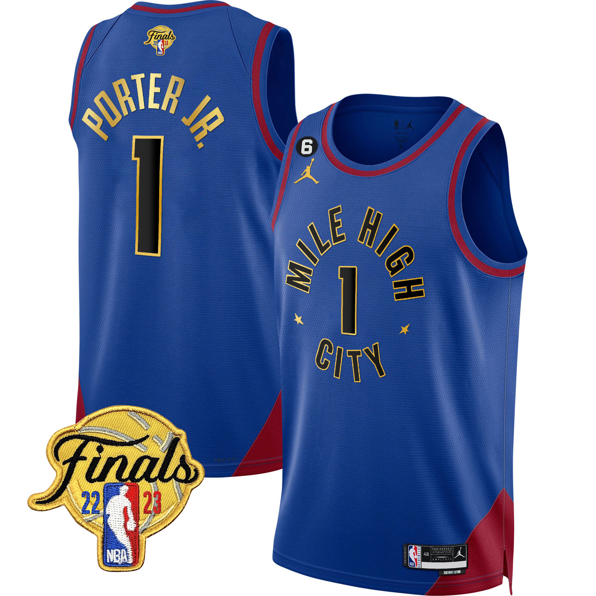 Porter Jr. Men's Denver Nuggets 2023 Finals Patch Gold Trim Statement Jersey - All Stitched