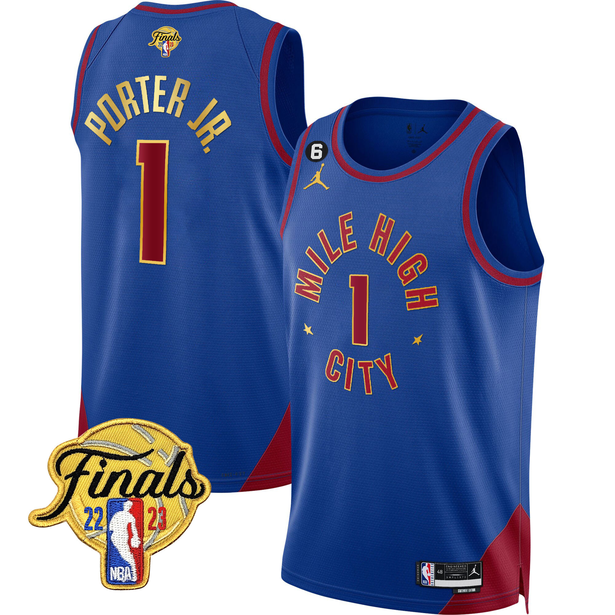 Porter Jr. Men's Denver Nuggets 2023 Finals Patch Gold Trim Statement V2 Jersey - All Stitched