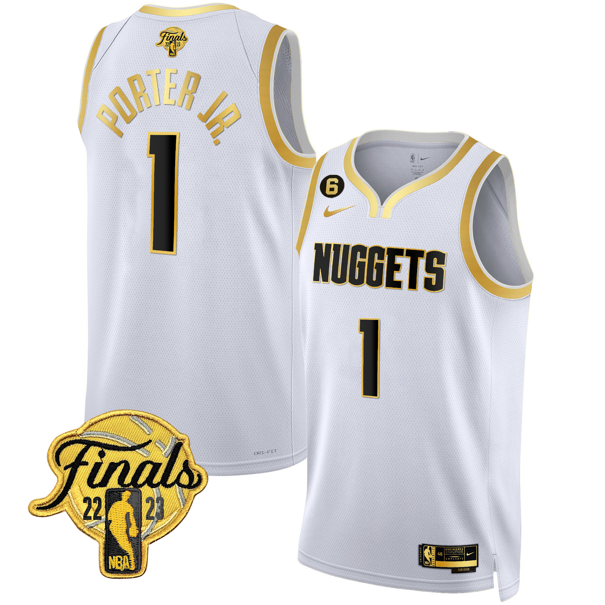 Porter Jr. Men's Denver Nuggets 2023 Finals Patch Gold White Gold Jersey - All Stitched