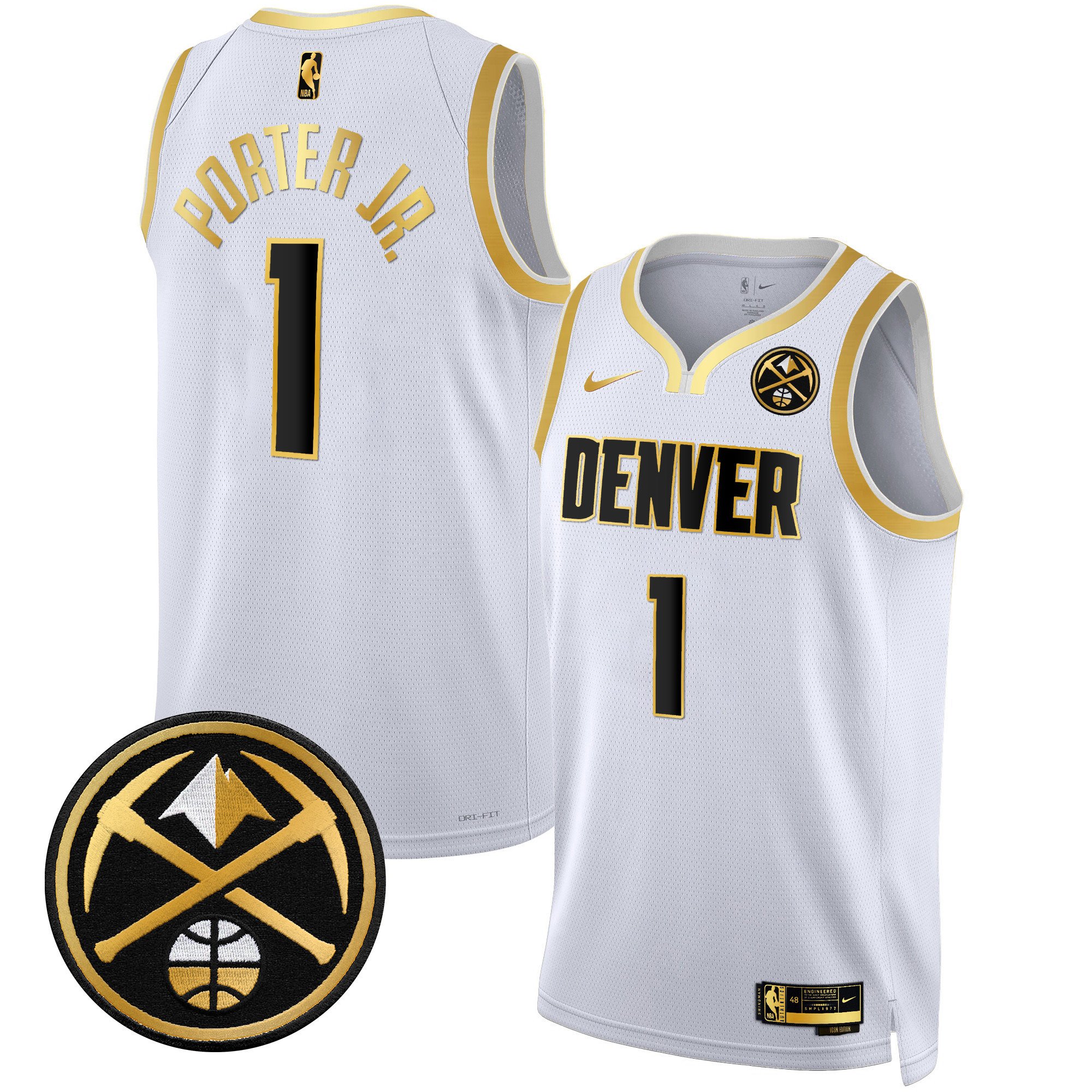 Porter Jr. Men's Denver Nuggets Swingman White Gold Jersey - All Stitched