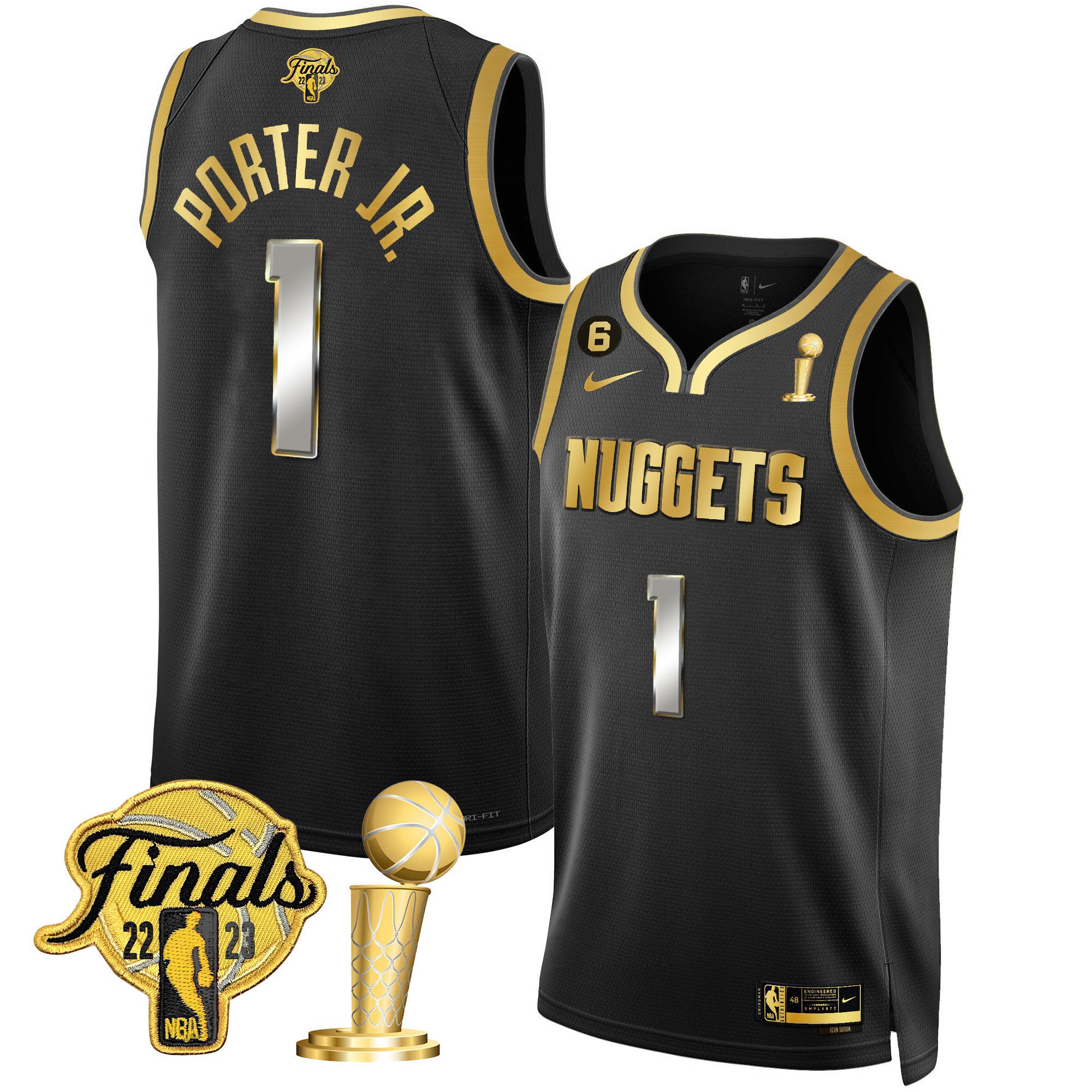 Porter Jr. Youth's Denver Nuggets 2023 Finals & Champions Patch Gold Black Limited Jersey - All Stitched
