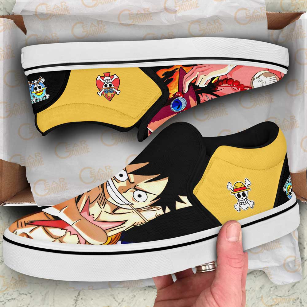 Portgas Ace and Luffy Slip-On Shoes Canvas Custom Anime One Piece Shoes