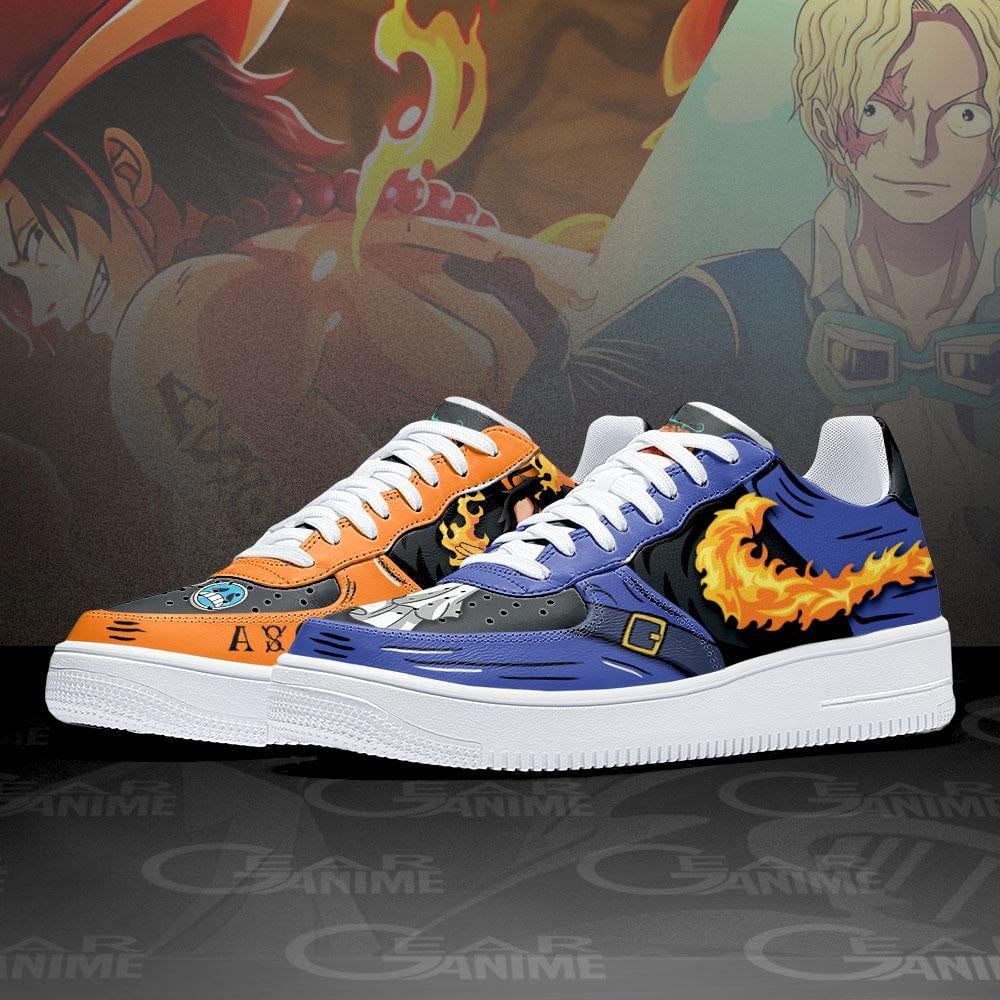 Portgas Ace and Sabo Air Sneakers Custom Mera Mera One Piece Anime Shoes