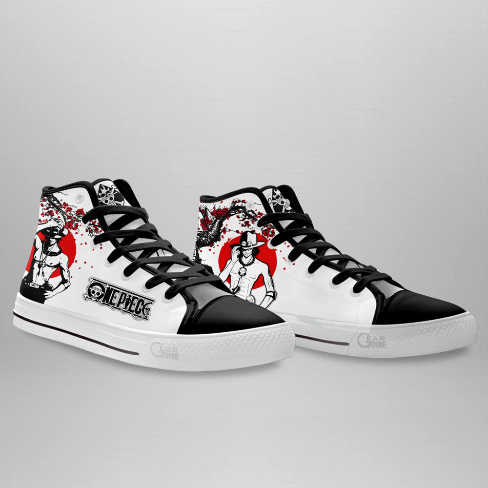 Portgas Ace High Top Shoes Custom Anime One Piece Sneakers Japan Style