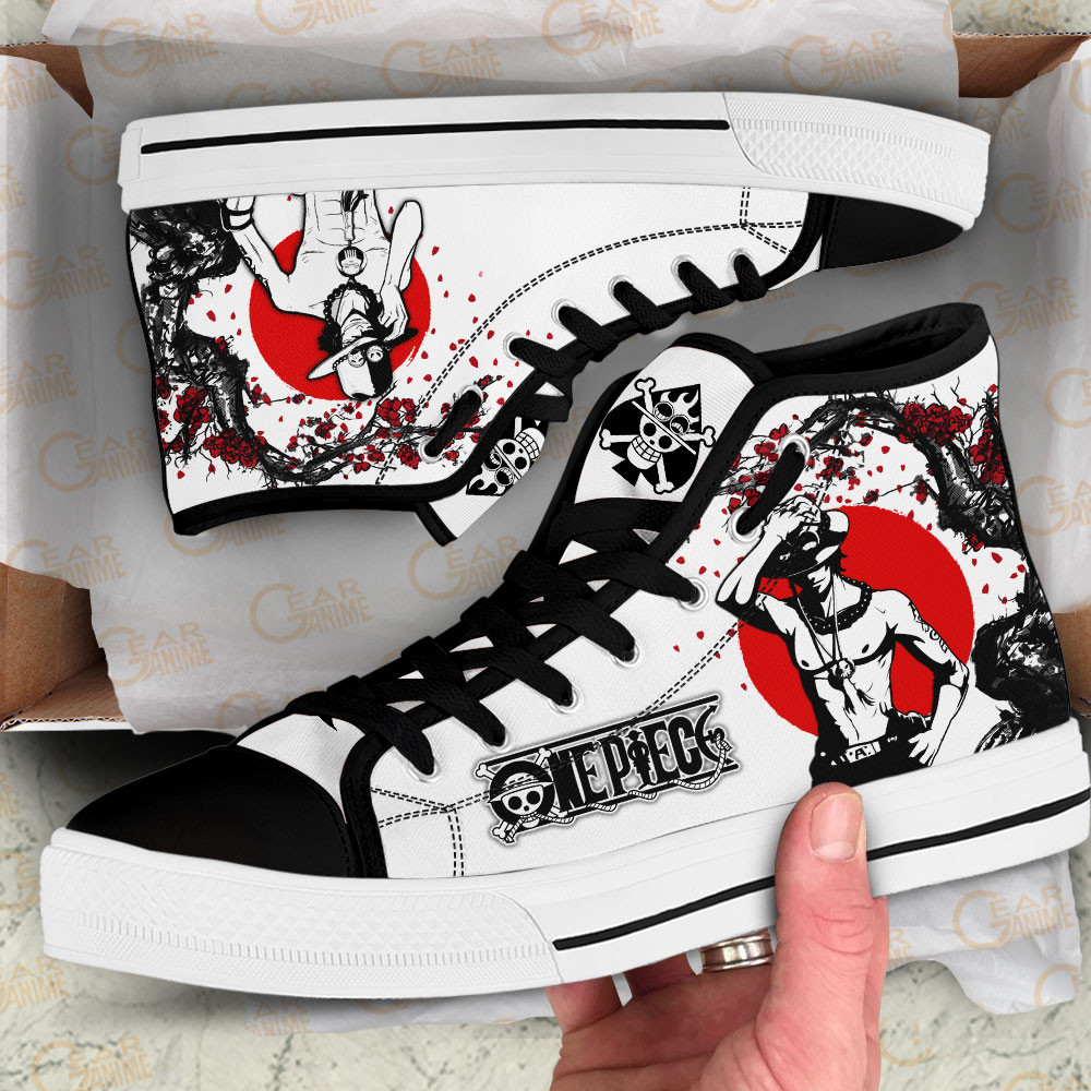 Portgas Ace High Top Shoes Custom Anime One Piece Sneakers Japan Style