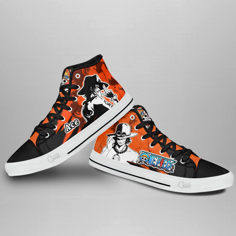 Portgas D. Ace High Top Shoes One Piece Custom Anime Sneakers Mix Manga