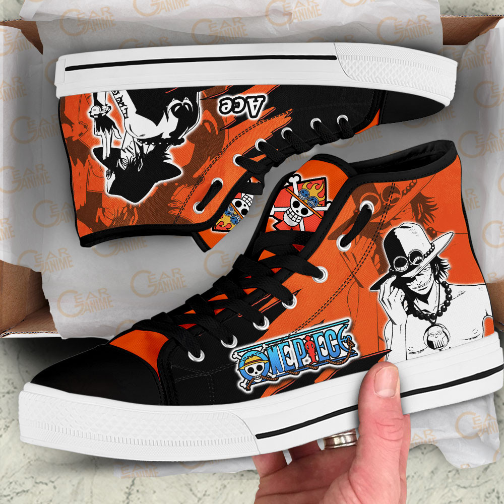 Portgas D. Ace High Top Shoes One Piece Custom Anime Sneakers Mix Manga