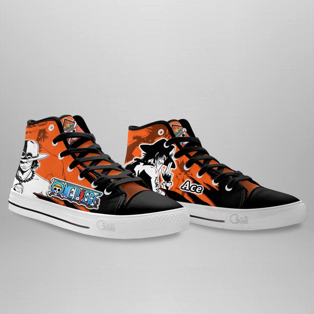 Portgas D. Ace High Top Shoes One Piece Custom Anime Sneakers Mix Manga