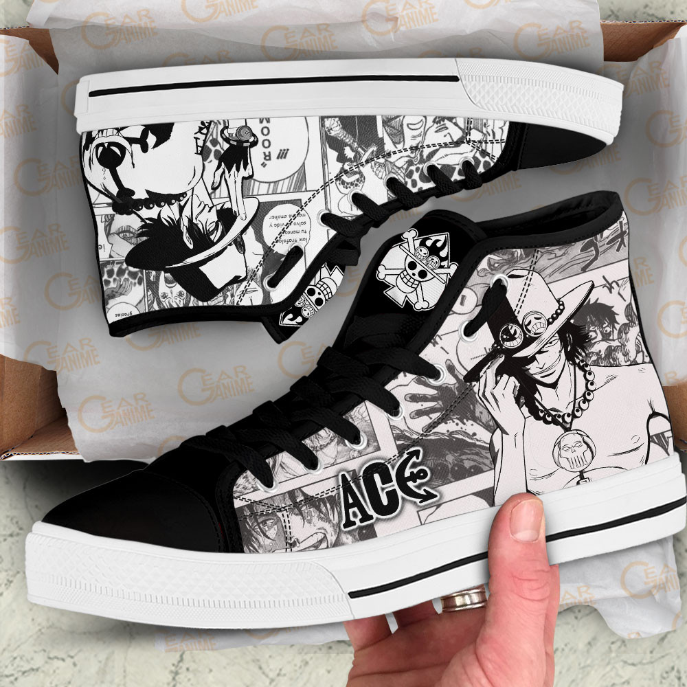 Portgas D. Ace High Top Shoes One Piece Custom Manga Sneakers