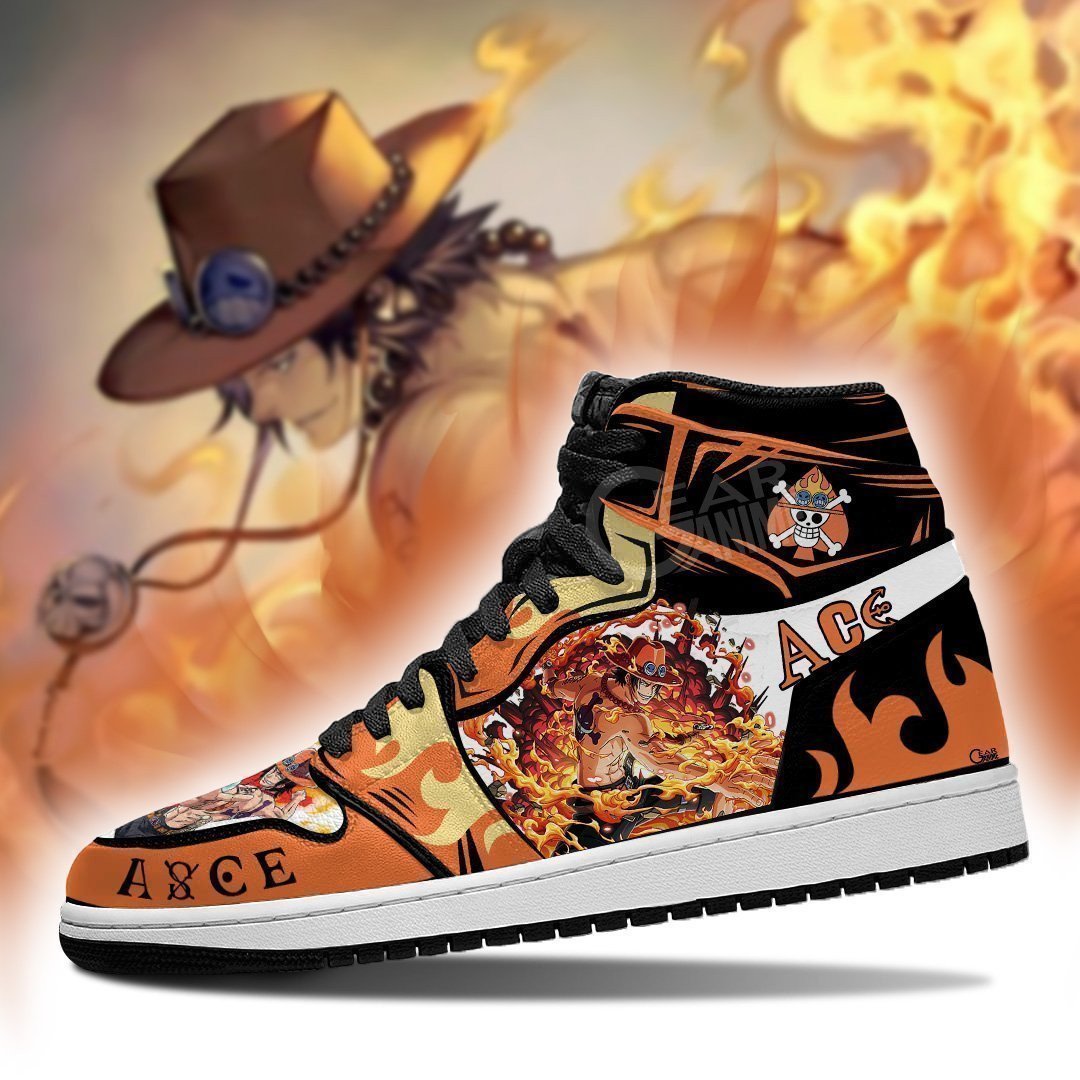 Portgas D. Ace JD1s Sneakers Anime One Piece Shoes, Air Jordan Hightop