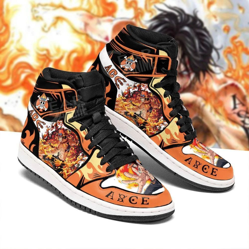 Portgas D. Ace One Piece 1 High Top Air Jordan Sneaker, Air Jordan Hightop