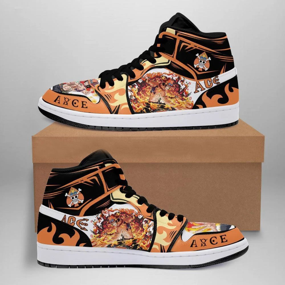 Portgas D. Ace One Piece 1 High Top Air Jordan Sneaker, Air Jordan Hightop