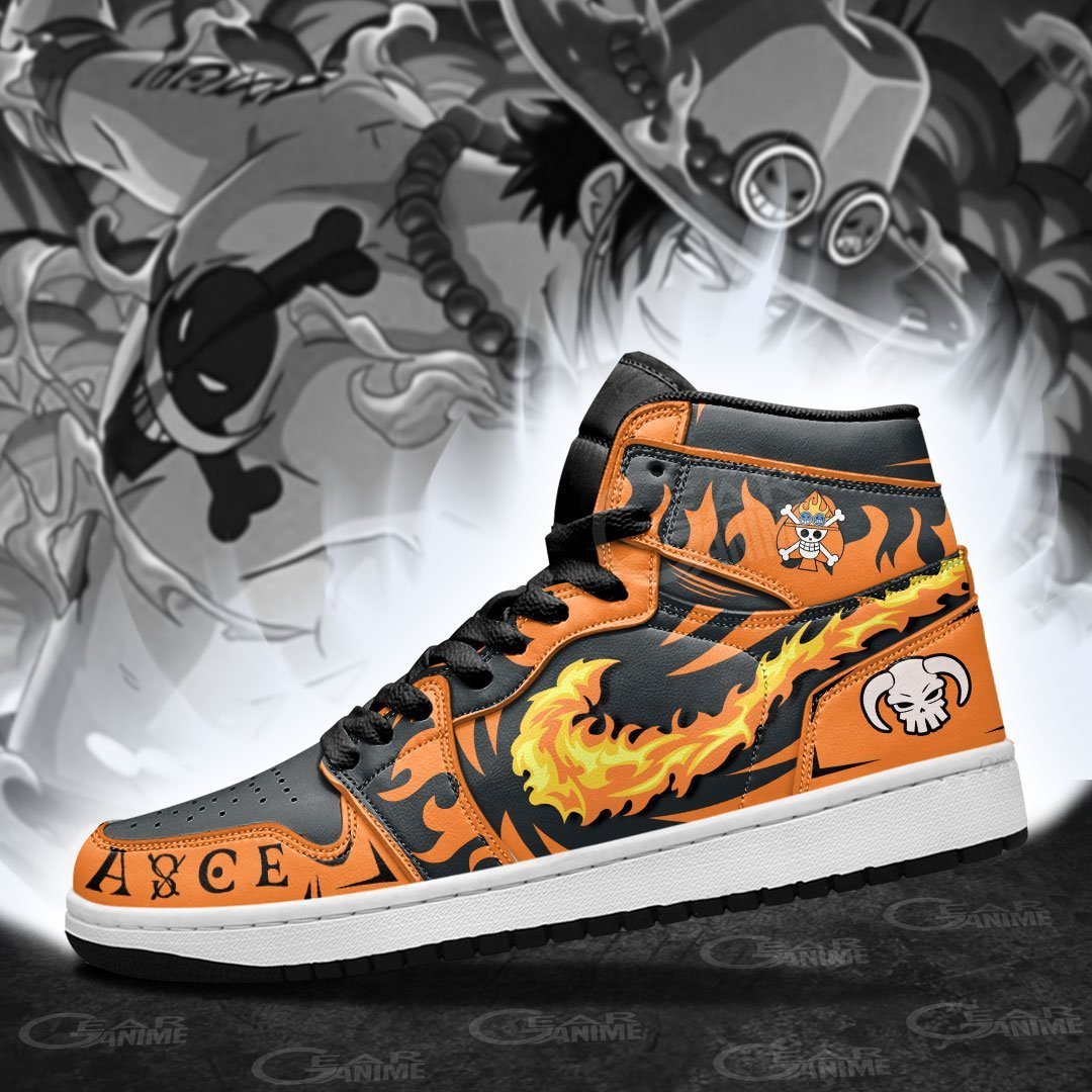 Portgas D Ace Fire Fist JD1s Sneakers Anime One Piece Shoes, Air Jordan Hightop