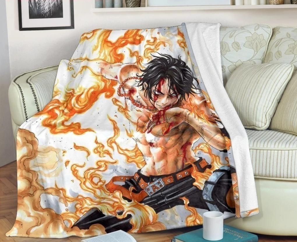 Portgas D Ace One Piece Sherpa Blanket Cozy Blanket Fleece Blanket