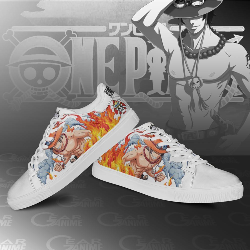 Portgas D Ace Skate Shoes One Piece Custom Anime Shoes