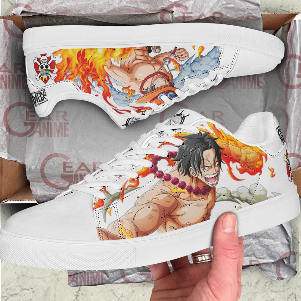 Portgas D Ace Skate Shoes One Piece Custom Anime Shoes