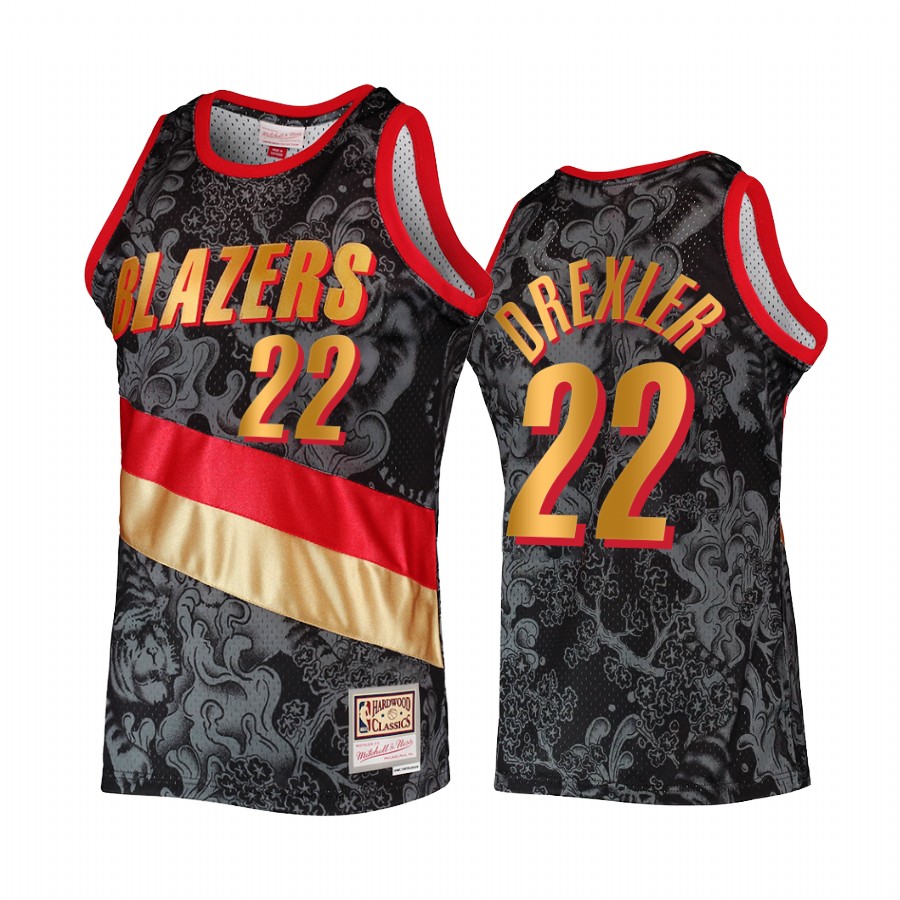 Portland Trail Blazers 2022 Lunar New Year Clyde Drexler Jersey Black Throwback