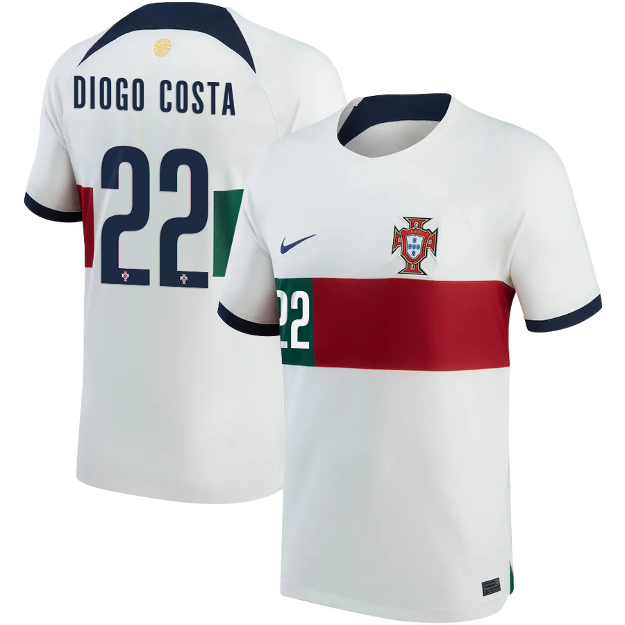 Portugal National Team 2022-23 Diogo Costa 22 Away Men Soccer Jersey – White