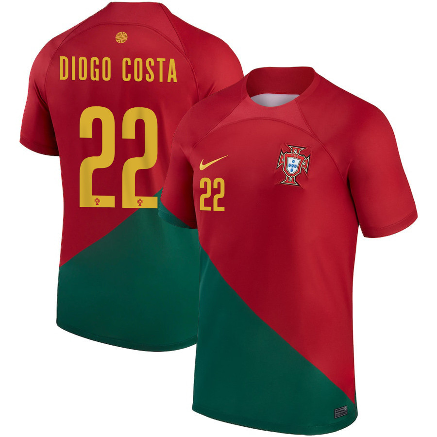 Portugal National Team 2022-23 Diogo Costa 22 Home Men Soccer Jersey – Red/Green