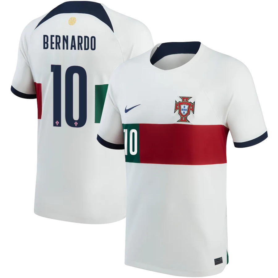 Portugal National Team 2022-23 Qatar World Cup Bernardo Silva 10 Away Soccer Jersey –