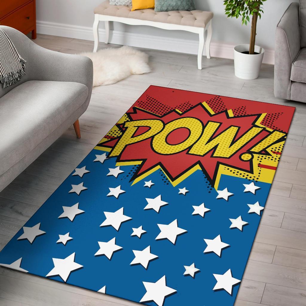 Pow Comic Cartoon Area Rectangle Rug