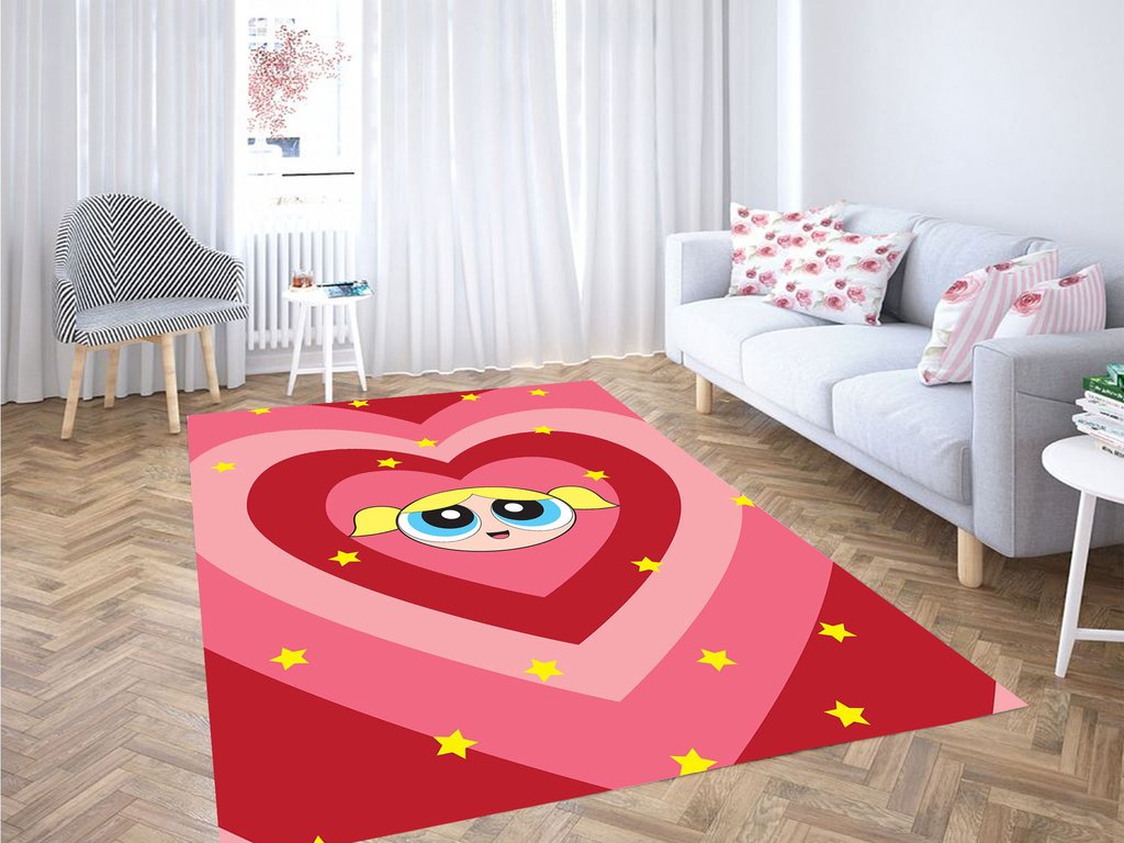 Powepuff Girls Love Living Room Modern Carpet Rectangle Rug