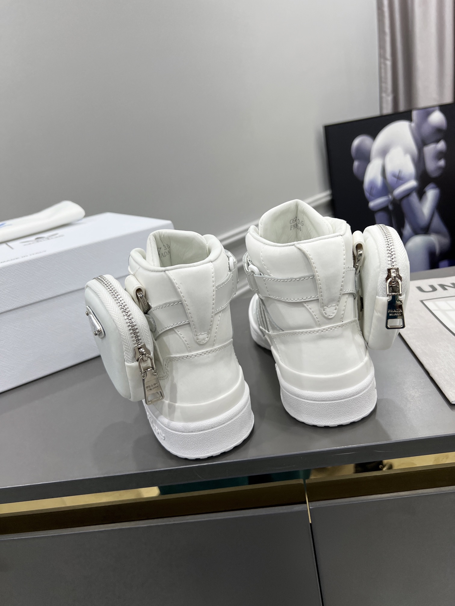 Prada Adidas For Prada Re-Nylon Forum High Top Sneakers White For Women 1.6in/40mm PRD 2TG193_3LJX_F01CD