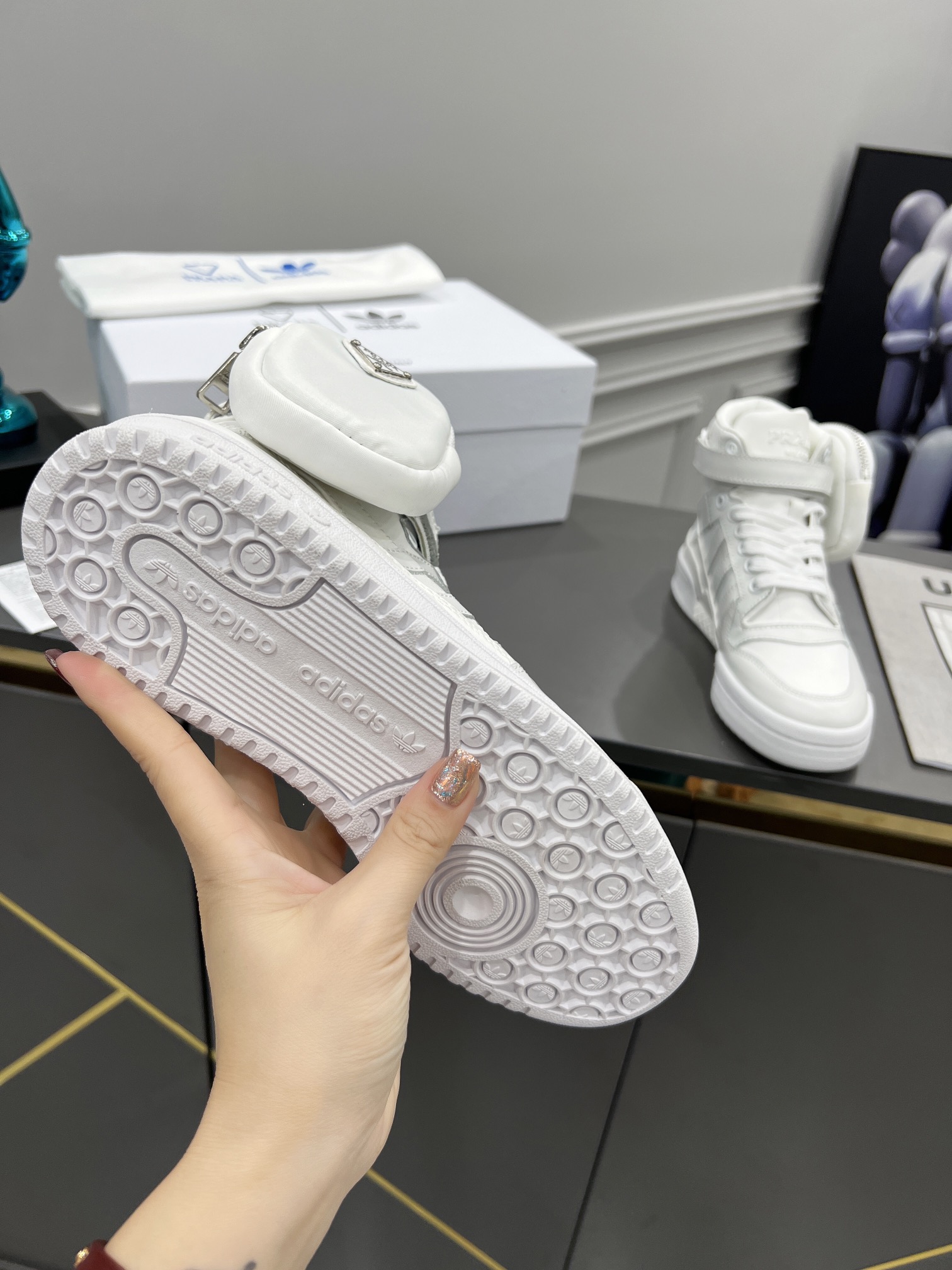 Prada Adidas For Prada Re-Nylon Forum High Top Sneakers White For Women 1.6in/40mm PRD 2TG193_3LJX_F01CD