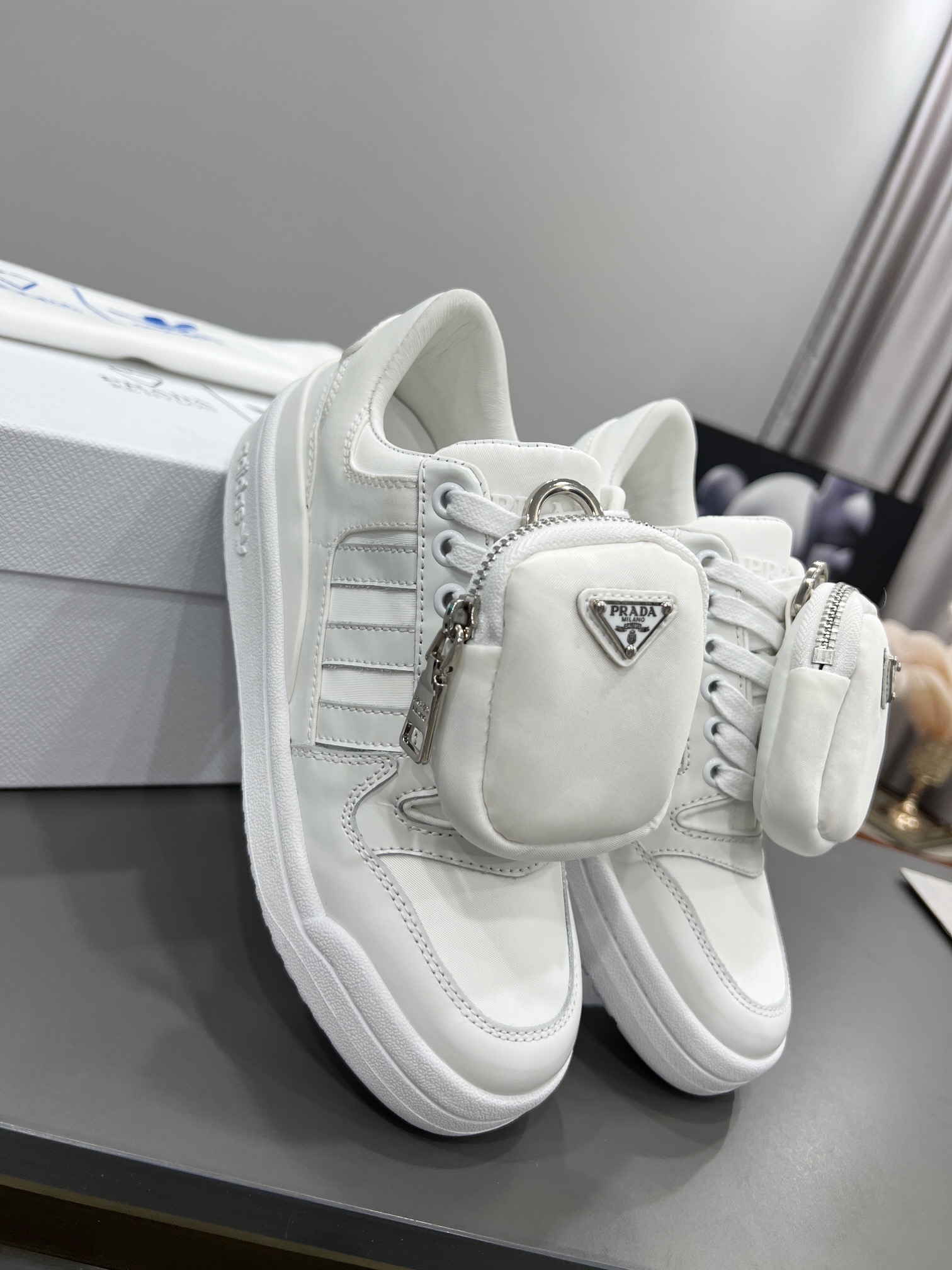 Prada Adidas For Prada Re-Nylon Forum Sneakers White For Women 1.6in/40mm PRD 2EG390_3LJX_F01CD