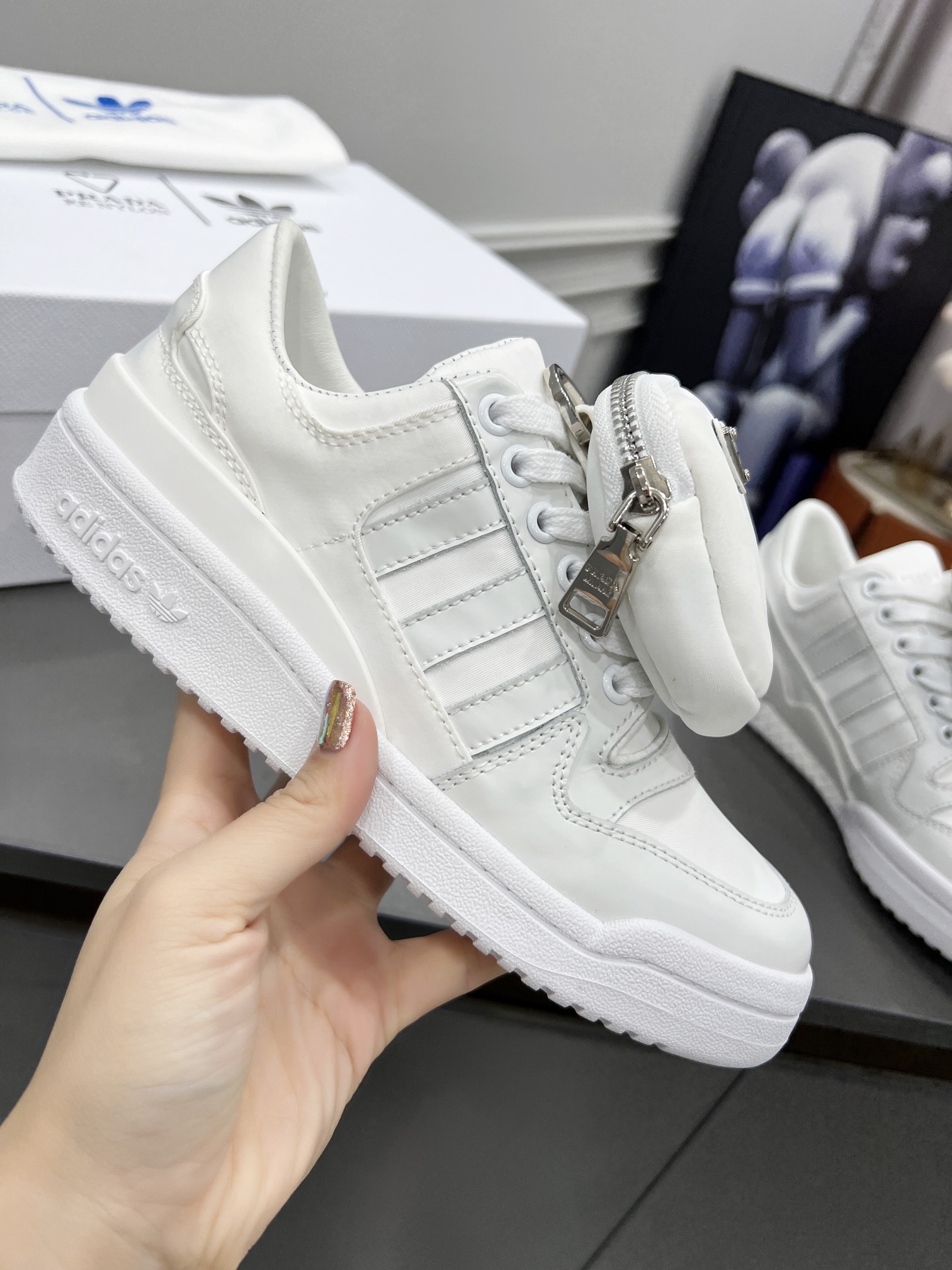 Prada Adidas For Prada Re-Nylon Forum Sneakers White For Women 1.6in/40mm PRD 2EG390_3LJX_F01CD
