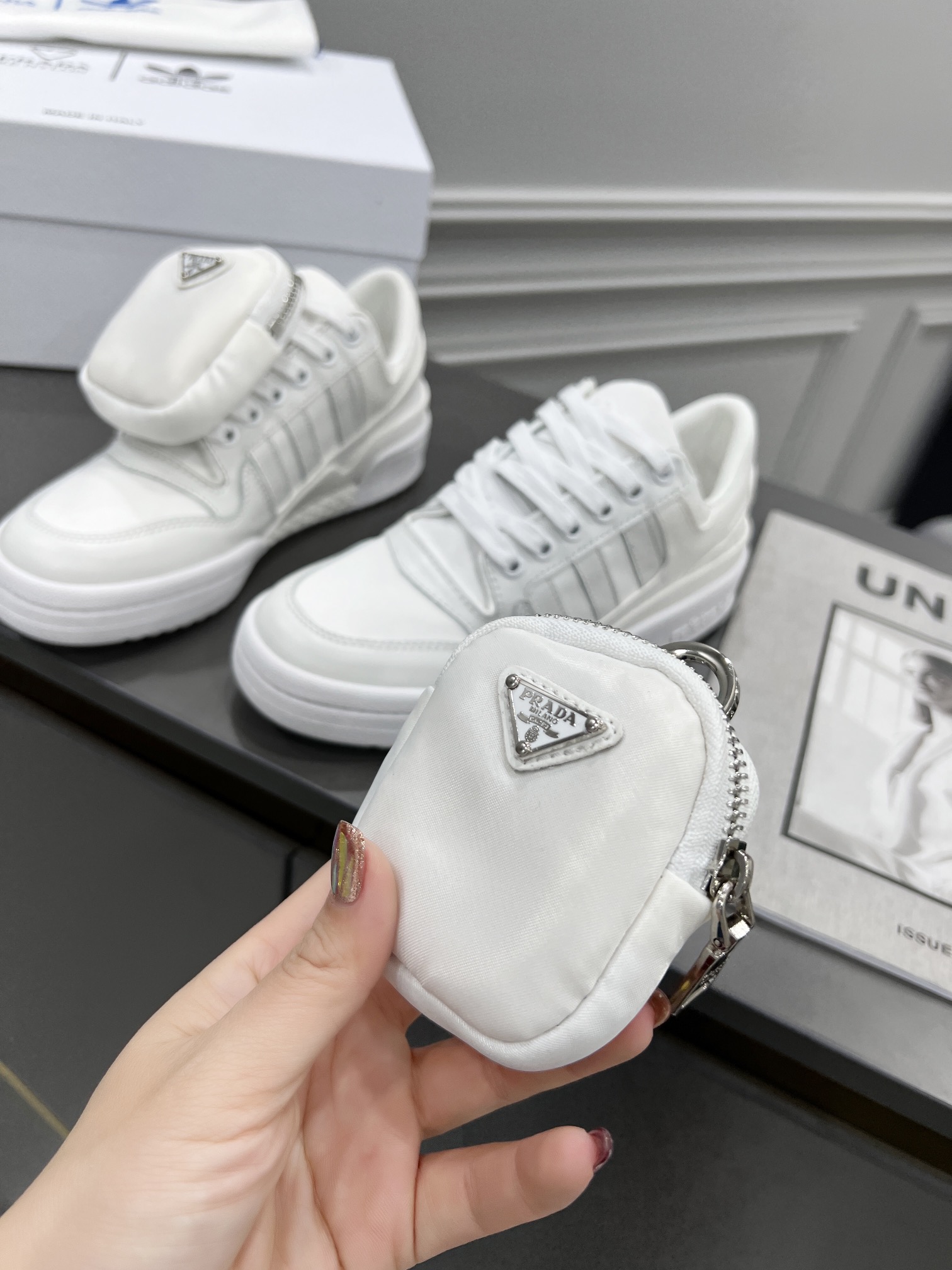 Prada Adidas For Prada Re-Nylon Forum Sneakers White For Women 1.6in/40mm PRD 2EG390_3LJX_F01CD
