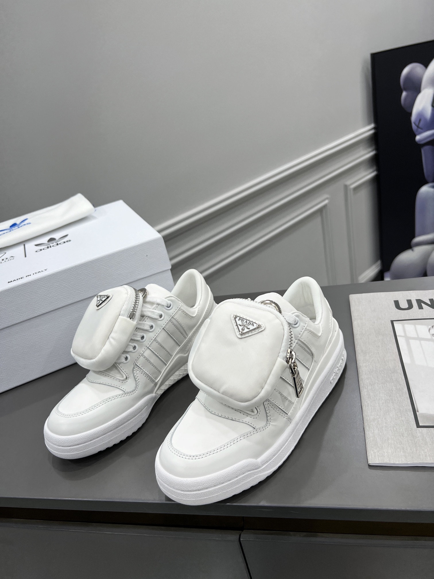 Prada Adidas For Prada Re-Nylon Forum Sneakers White For Women 1.6in/40mm PRD 2EG390_3LJX_F01CD