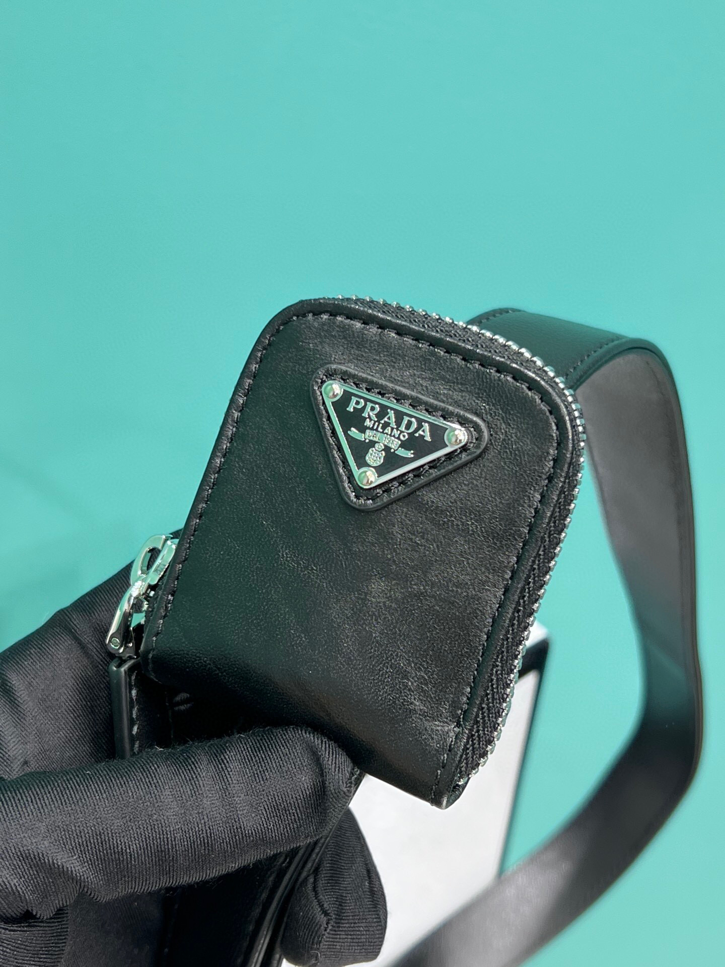 Prada Antique Nappa Multi-Pocket Top-Handle Bag In Grey/Black For Women 9.5 in/ 24cm 1BB099_UVL_F0480_V_T2O