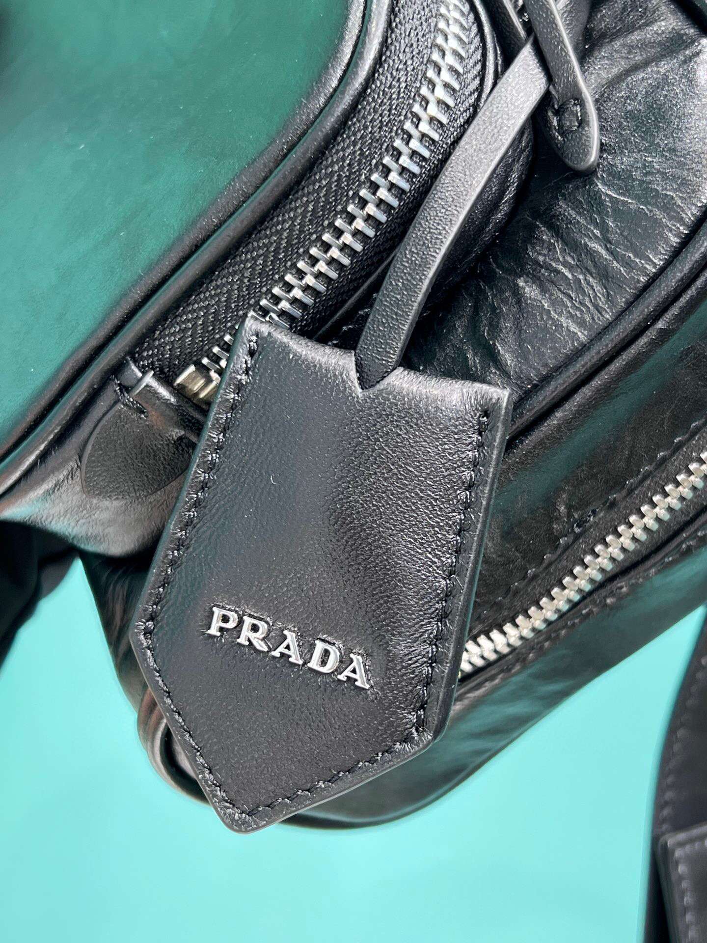 Prada Antique Nappa Multi-Pocket Top-Handle Bag In Grey/Black For Women 9.5 in/ 24cm 1BB099_UVL_F0480_V_T2O