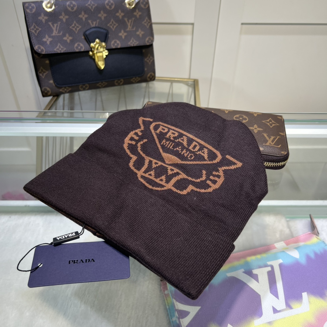 Prada Beanie In Brown
