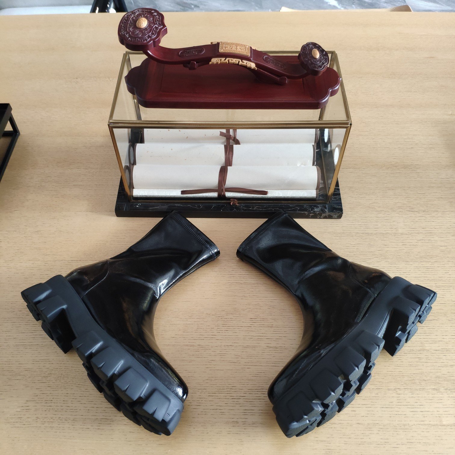 Prada Boots Shiny Black For Women 2.17in/55mm PRD