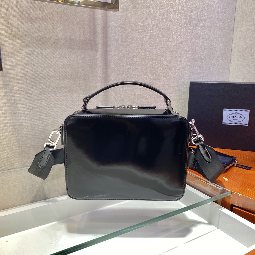 Prada Brique Saffiano Bag Black For Women, Women’s Bags 8.6in/22cm 2VH069_9Z2_F0002_V_YMI