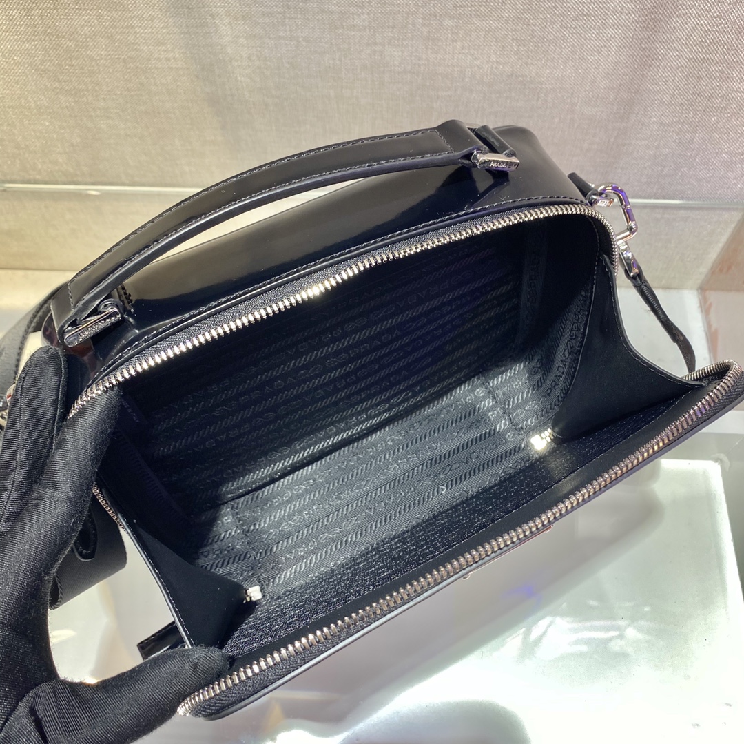 Prada Brique Saffiano Bag Black For Women, Women’s Bags 8.6in/22cm 2VH069_9Z2_F0002_V_YMI