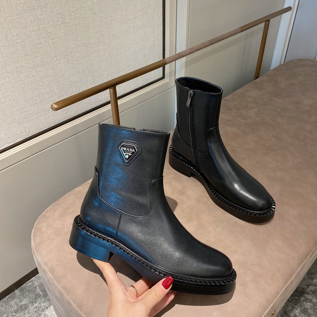 Prada Brushed And Nylon Boots Black For Women 1.96in/50mm PRD