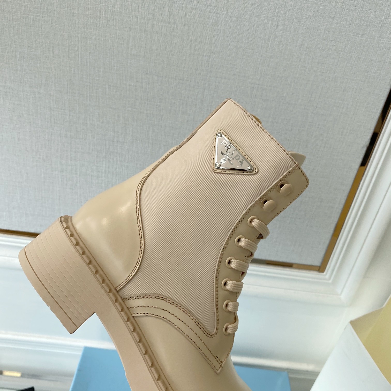 Prada Brushed And Re-Nylon Boots Beige For Women 2in/50mm PRD 1T782M_3LF7_F0F24_F_B050