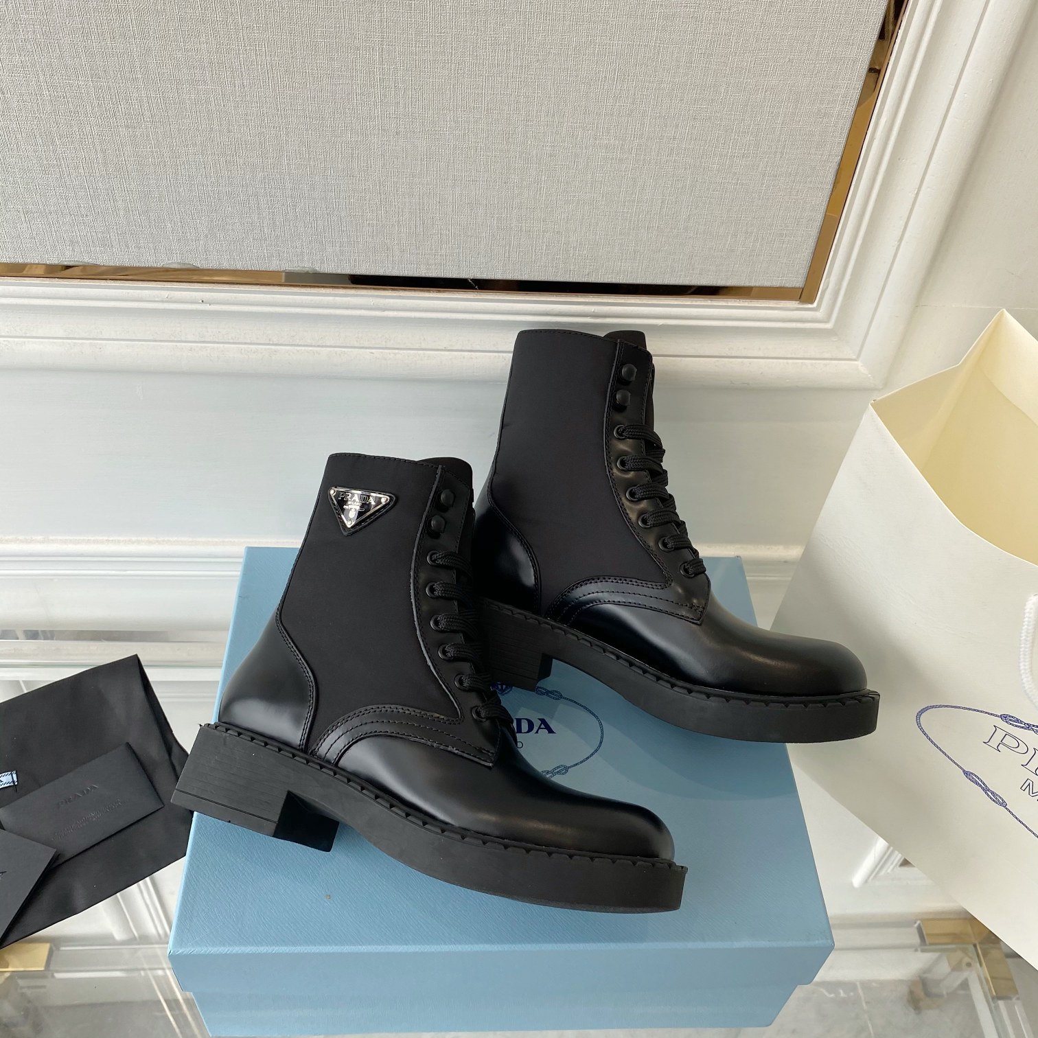 Prada Brushed And Re-Nylon Boots Black For Women 2in/50mm PRD 1T782M_3LF7_F0002_F_B050