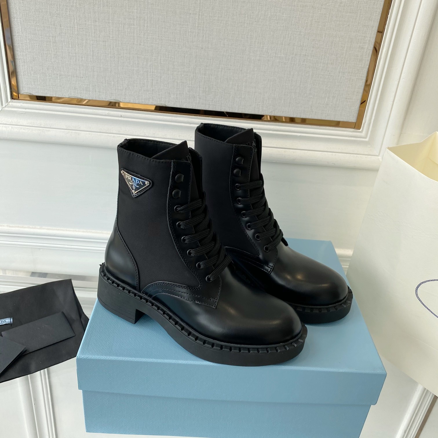 Prada Brushed And Re-Nylon Boots Black For Women 2in/50mm PRD 1T782M_3LF7_F0002_F_B050