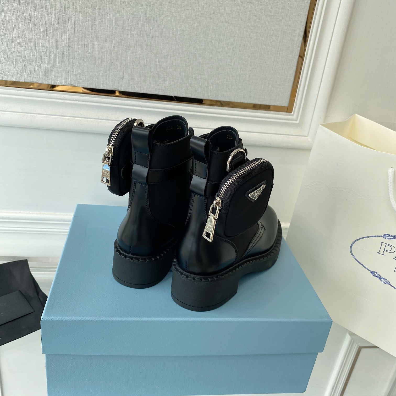 Prada Brushed And Re-Nylon Boots Black For Women 2in/50mm PRD