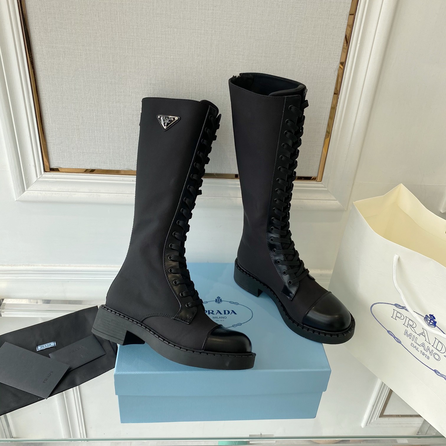Prada Brushed And Re-Nylon Boots Black For Women PRD 1W906M_3LLB_F0002_F_D050