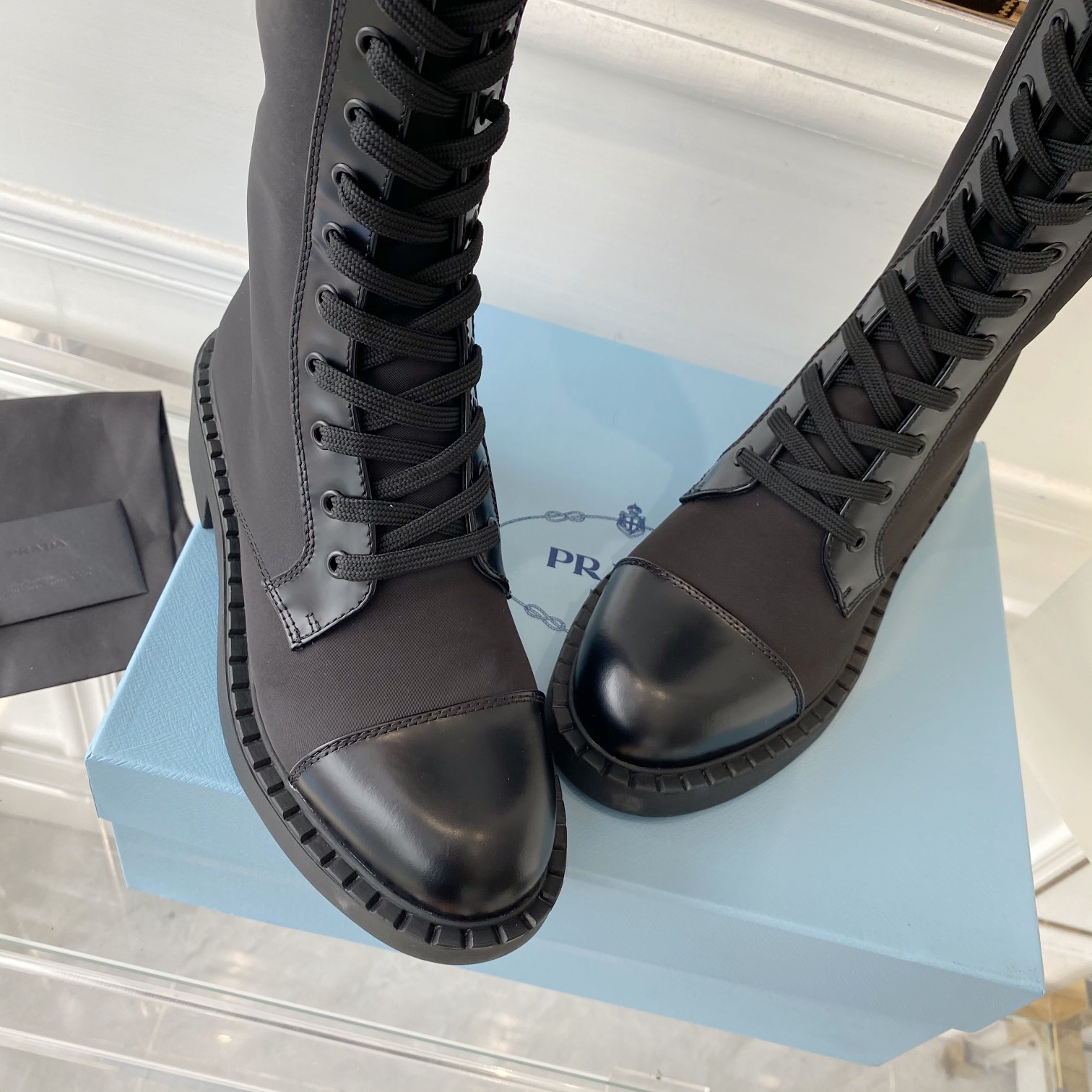 Prada Brushed And Re-Nylon Boots Black For Women PRD 1W906M_3LLB_F0002_F_D050
