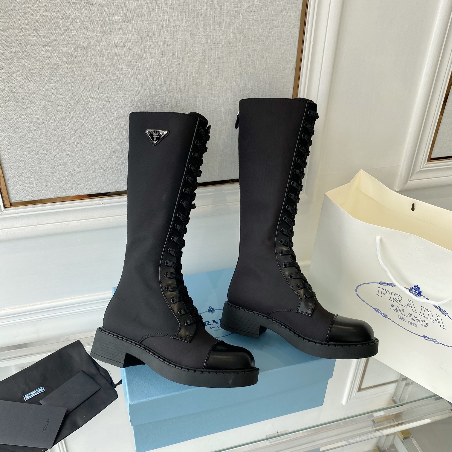 Prada Brushed And Re-Nylon Boots Black For Women PRD 1W906M_3LLB_F0002_F_D050
