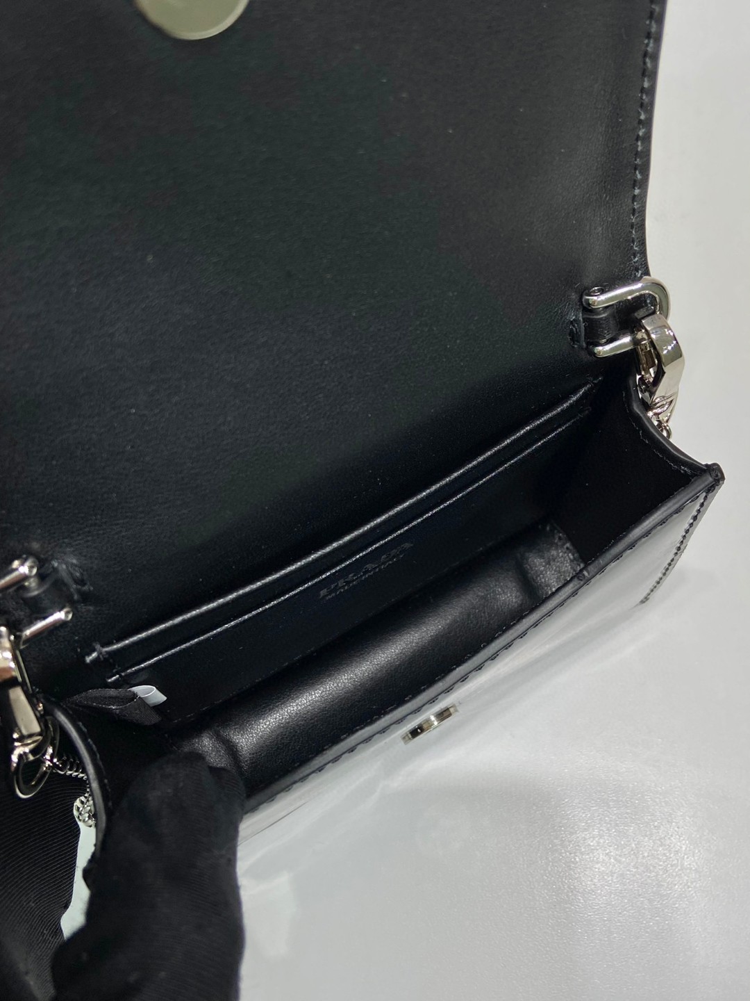 Prada Brushed Card Holder With Shoulder Strap Gold Tone/ Black For Women 4.5 in / 11.5 cm 1MR028_2CLE_F0522