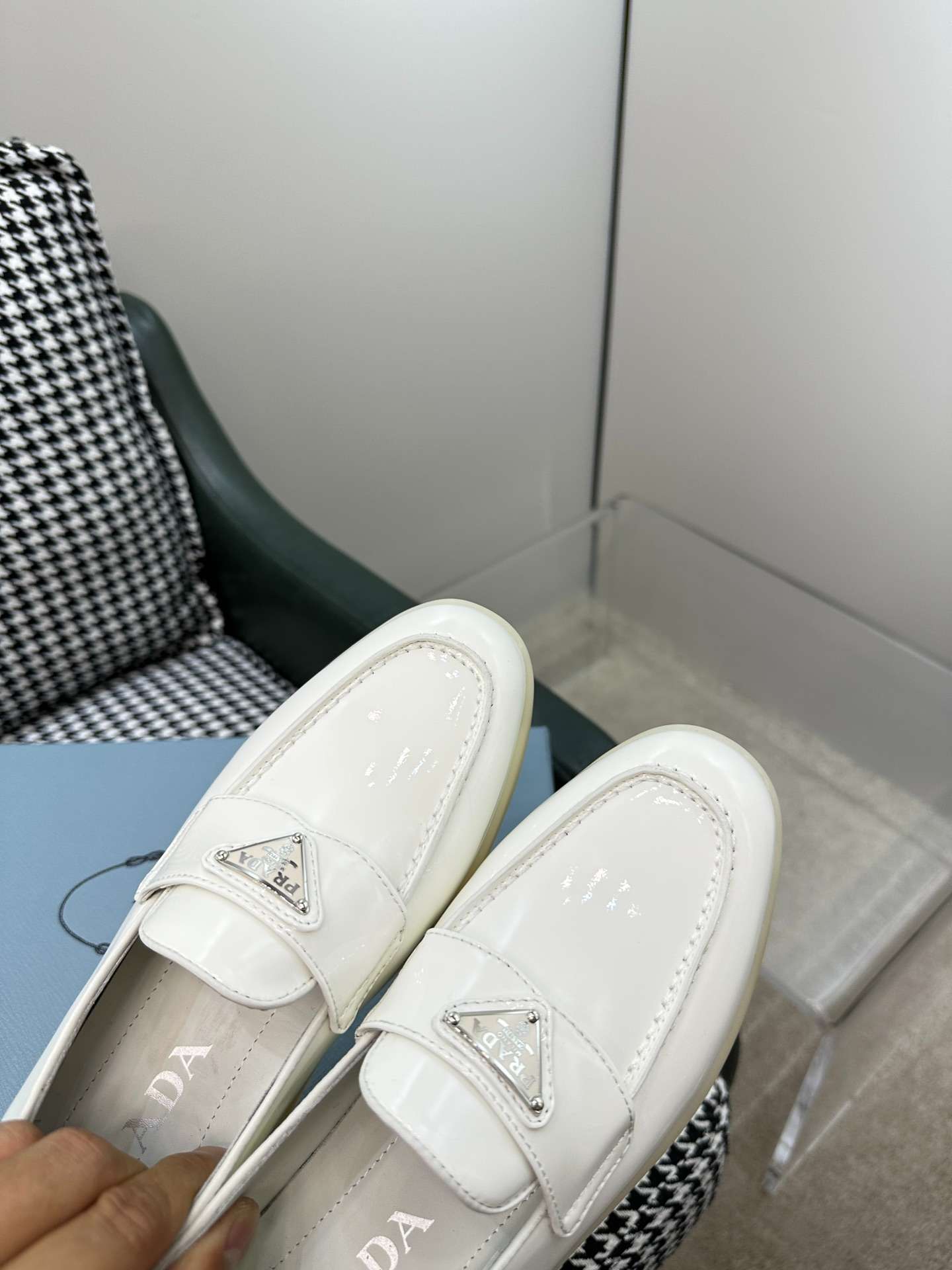 Prada Brushed Loafers White For Women