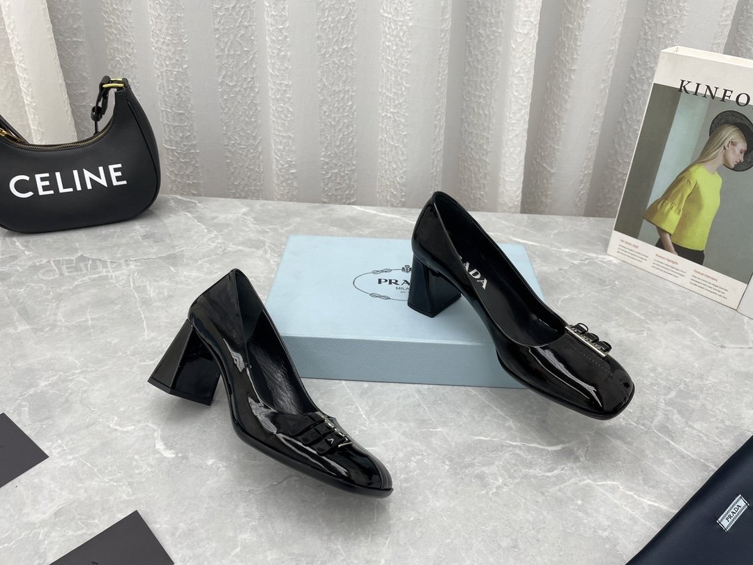 Prada Brushed Pumps Black For Women 2.5in/65mm PRD